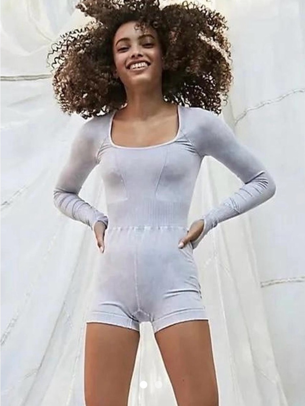 Free People FP Movement Good Karma Long Sleeve Runsie in Grey